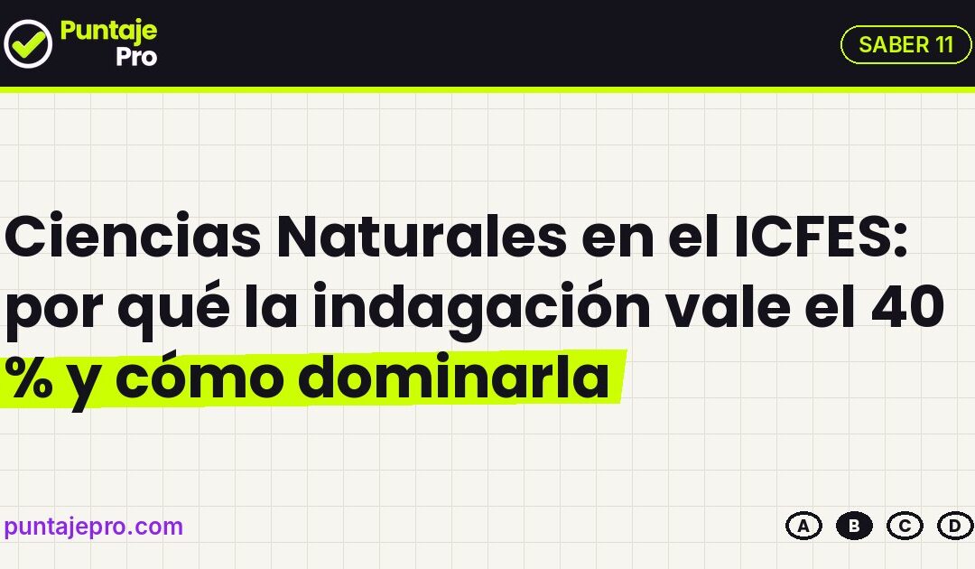 Ciencias Naturales en el ICFES: por qué la indagación vale el 40 % y cómo dominarla